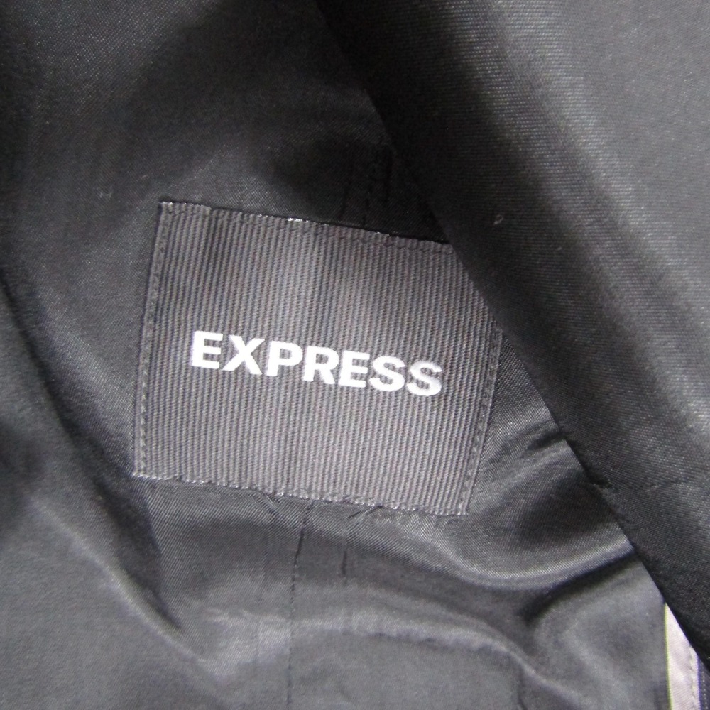Suit Vest Express Mens M Black Striped Wool Spandex Tweed 3 Piece Slim - Picture 2 of 6